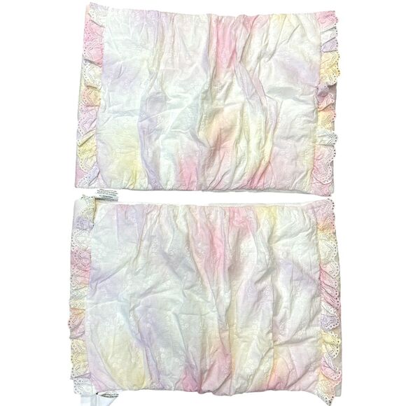 Pottery Barn LoveShackFancy Tie-Dye Lace Trim Quilted Standard Sham Set - Picture 1 of 8